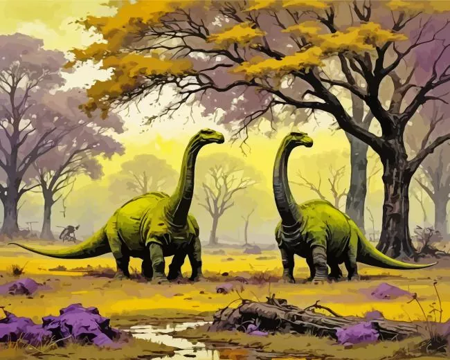 Green brontosaurus Diamond With Numbers Green Brontosaurus Diamond Painting