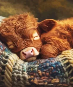 Sleepy Brown Baby Calf Diamond Painting