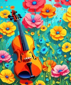 Aesthetic Flowers Violin Art Diamond Painting