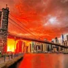 Brooklyn Skyline At Sunset Diamond Painting