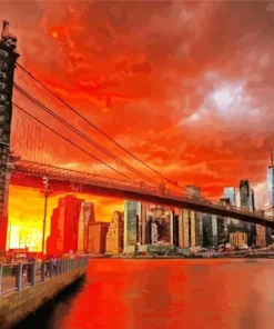 Brooklyn Skyline At Sunset Diamond Painting
