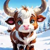 Brown And White Baby Cow Diamond Painting