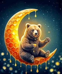 Brown Bear Eating Honey Diamond Painting
