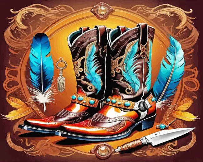 brown cowboy boots Diamond Painst Brown Cowboy Boots Diamond Painting