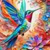 Colorful Flower And Hummingbird Diamond Painting