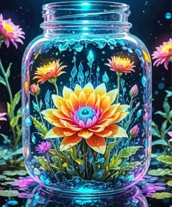 Colorful Flower In Jar Diamond Painting