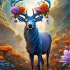 Cool Flower Deer Art Diamond Painting