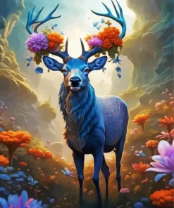 Cool Flower Deer Art Diamond Painting
