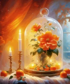 Enchanted Orange Flowers Art Diamond Painting