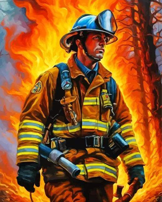 firefighter man art Diamond By Numbers Firefighter Man Art Diamond Painting