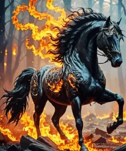 Flames Horse Art Diamond Painting