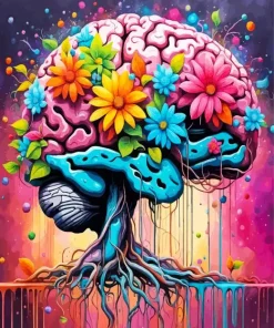 Floral Brain Art Diamond Painting