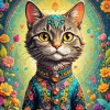Floral Cat Art Diamond Painting