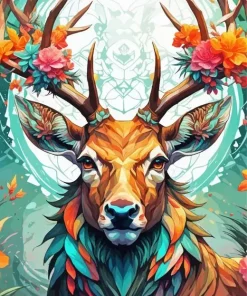 Floral Deer Diamond Painting