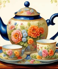 Floral Tea Set Diamond Painting