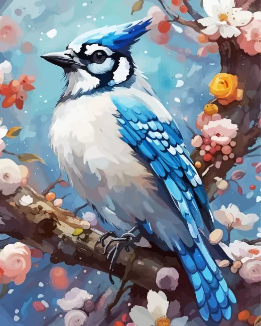 florida blue jay bird Diamond With Numbers Florida Blue Jay Bird Diamond Painting