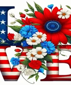 Flower American Flag Diamond Painting