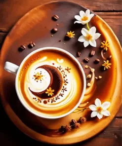 Flower And Coffee Diamond Painting