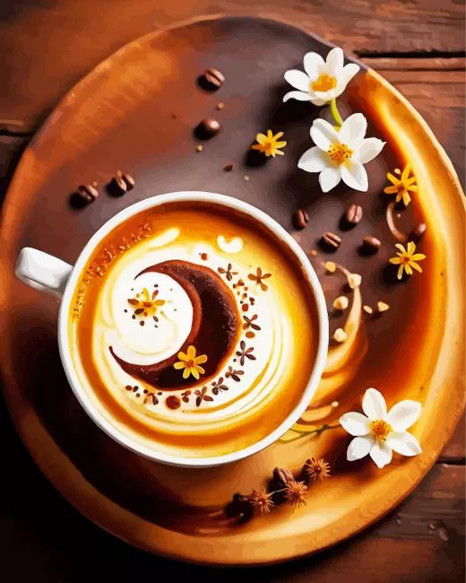 flower and coffee Diamond Painst Flower And Coffee Diamond Painting