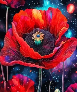 Flower Black And Red Diamond Painting