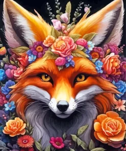 Flower Fox Art Diamond Painting