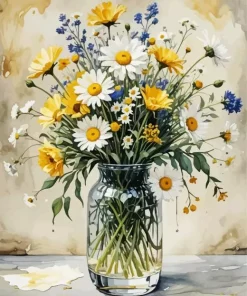 Flower In Glass Vase Art Diamond Painting