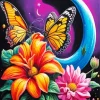 Flower With Butterfly Diamond Painting