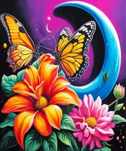 Flower With Butterfly Diamond Painting