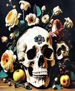 Flowers And Skull Diamond Painting