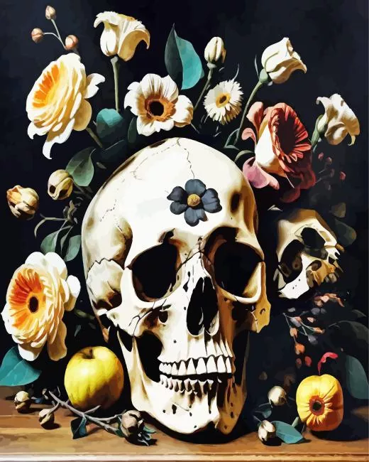 flowers and skul Diamond Painst Flowers And Skull Diamond Painting