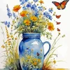 Flowers In A Jar And A Butterfly Diamond Painting