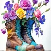 Flowers In Boots Diamond Painting