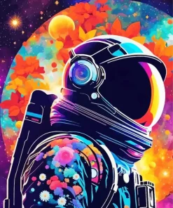 Galaxy Flower Astronaut Diamond Painting