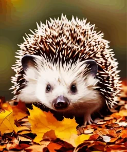 Hedgehog With Leaves Diamond Painting