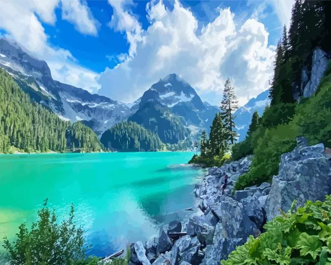 lovely water lake Diamond By Numbers Lovely Water Lake Diamond Painting