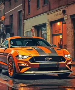 Orange Mustang Car Diamond Painting