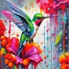 Splash Flower Hummingbird Diamond Painting
