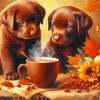 Autumn Brown Puppies Diamond Painting