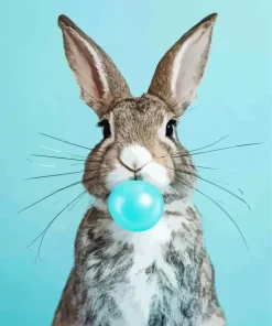 Bunny Bowling Blue Bubble Gum Diamond Painting