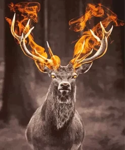 Burning Buck Antlers Diamond Painting