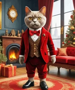 Christmas Burmese Cat Diamond Painting