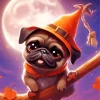 Halloween Brown Pug Puppy Diamond Painting