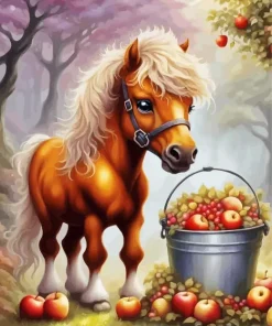 Horse And Apples Bucket Diamond Painting