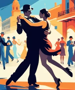Illustration Buenos Aires Tango Dancers Diamond Painting