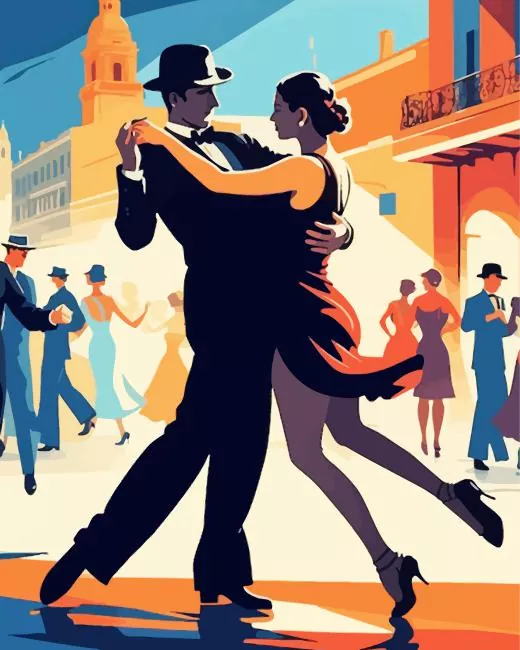 Illustration buenos aires tango dancers Diamond With Numbers Illustration Buenos Aires Tango Dancers Diamond Painting