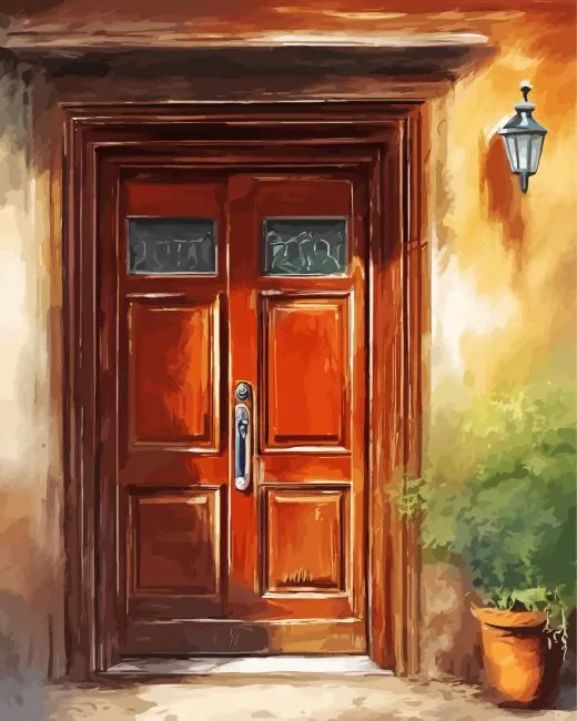 Rustic wooden brown door Diamond By Numbers Rustic Wooden Brown Door Diamond Painting