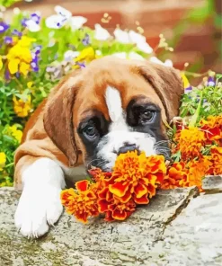 Adorable Brown Boxer Puppy Diamond Painting