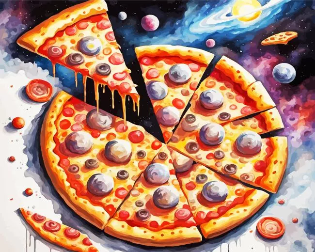 aesthetic pizza space art Diamond With Numbers Aesthetic Pizza Space Art Diamond Painting