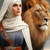 Arab Lady And Lion Diamond Painting