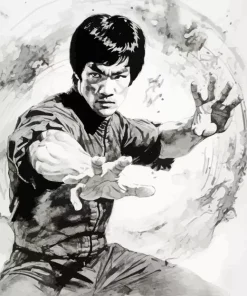 Black And White Bruce Lee Diamond Painting